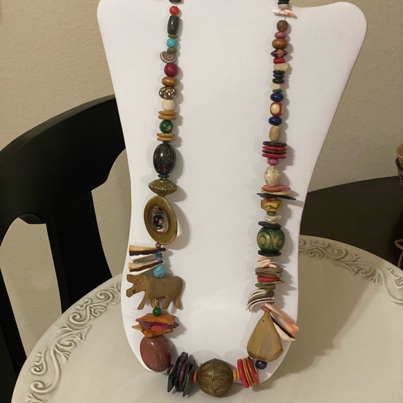3/22 Unique Vintage Coco Shell Wood Necklace / Boho - Picture 11 of 12